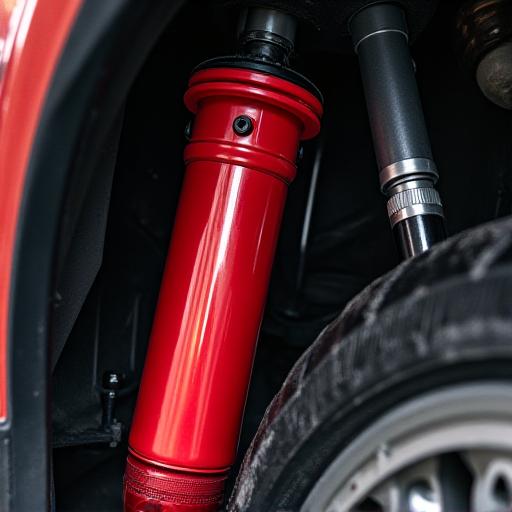 Sospensioni sportive rosse installate su auto